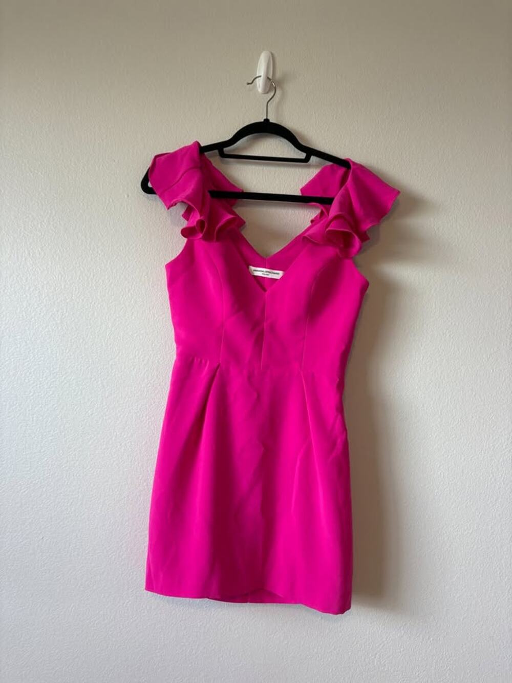 Amanda Uprichard Hot Pink Ruffle Cutout Mini Dress - Size S